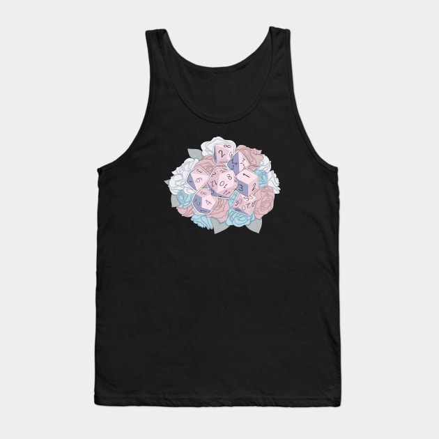 Pink, Blue & White Flower Dice Tank Top by WhisperingDusk